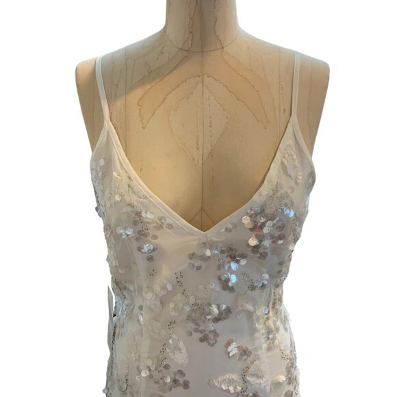 Never Fully Dressed Womens White Sansa Sequin Spaghetti Strap Slip Dress Size 4 - Picture 5 of 15